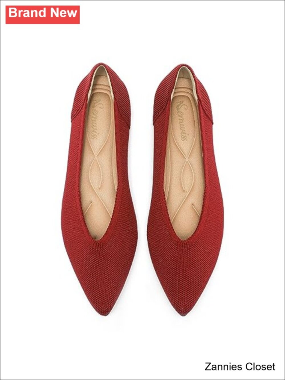 ✨ Semwiss Women's Pointed Toe Ballet Flats Memory Foam Knit Comfort Work Shoes